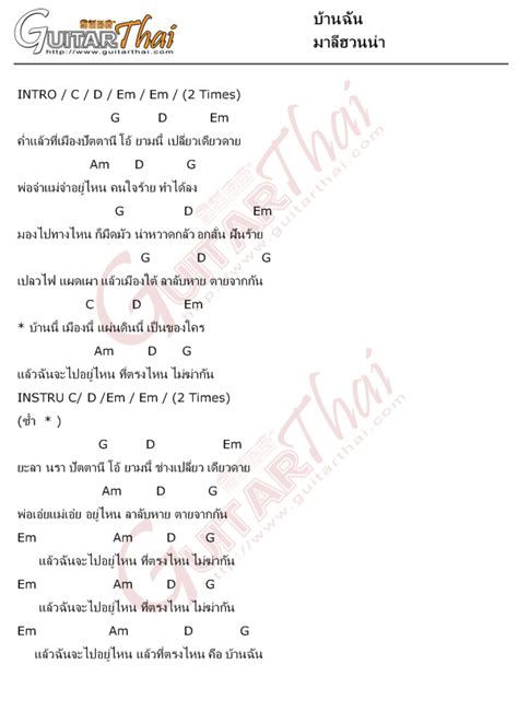 คอร์ดเพลง บ้านฉัน มาลีฮวนน่า