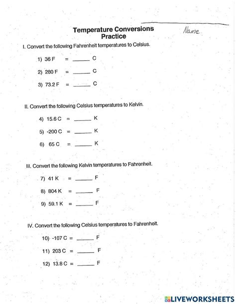 Temperature Conversion Practice Online Exercise For Live Worksheets