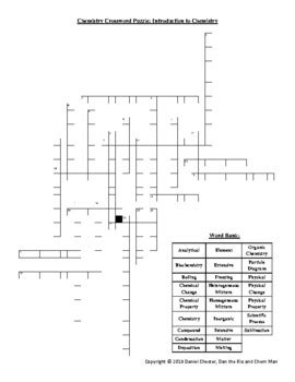 Chemistry Crossword Puzzle Introduction To Chemistry TPT