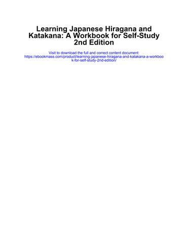 Learning Japanese Hiragana And Katakana A Workbook For Self Study 2nd