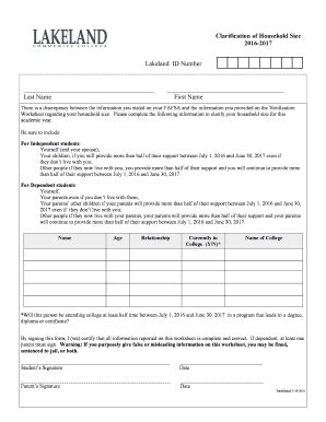 Fillable Online Bssa Lakelandcc Clarification Of Household Size