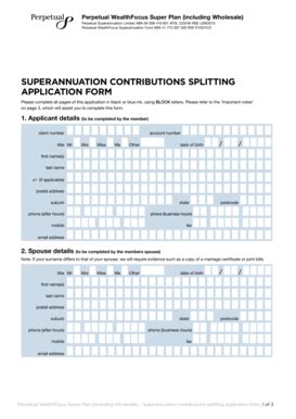 Fillable Online Superannuation Contributions Splitting Application Form