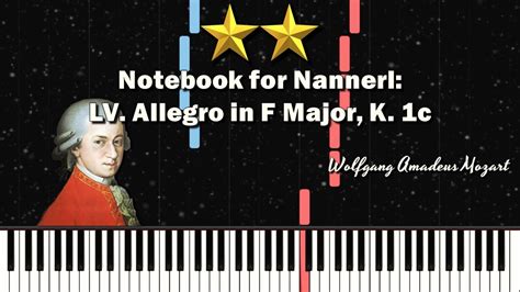 Mozarts Allegro In F Major K 1c Notebook For Nannerl Synthesia