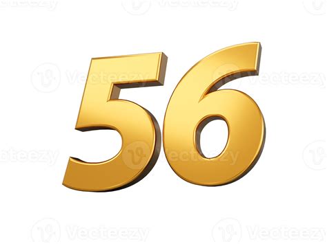 Gold Number Fifty Six Shiny D Number Made Of Gold D Illustration