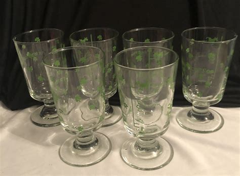 Vintage Irish Coffee Shamrock Footed Glasses Set Of 6 Measurements