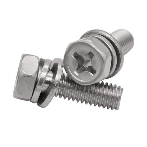 Sus304 Cross Recessed Composite Screws Hex Head Stainless Steel Screw