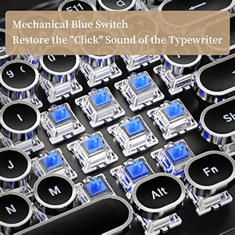 Typewriter Mechanical Keyboard,RGB Backlit,2.4G/BT5.0/Wired Retro ...