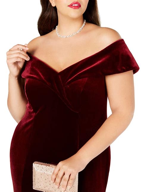 Lalagen Women Plus Size Off Shoulder Velvet Formal Gown Evening Party Dress