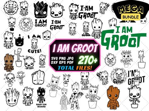 Mega Groot Svg Bundle Baby Groot Svg For Cricut Groot Png I Am Groot