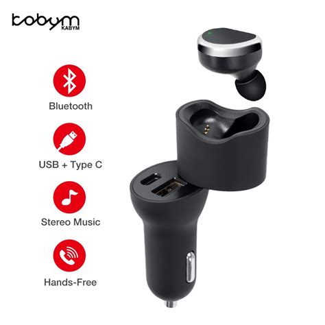 Kabym Car Charger Usb Type C Wireless Bluetooth Headset Wireless Tws