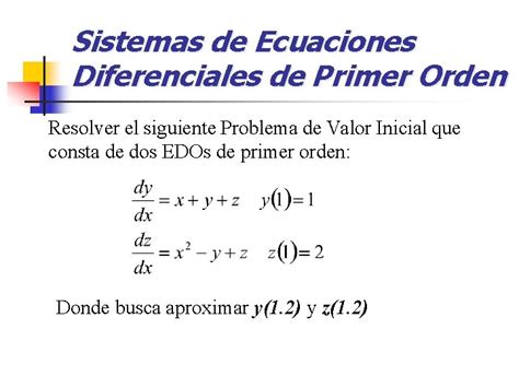 Ecuaciones Diferenciales Ordinarias Solucin Numrica Edo Ecuacin Diferencial