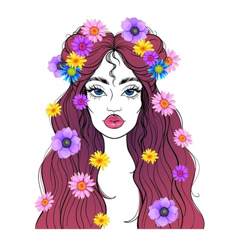 Premium Vector Drawing Beautiful Girls With Flowers