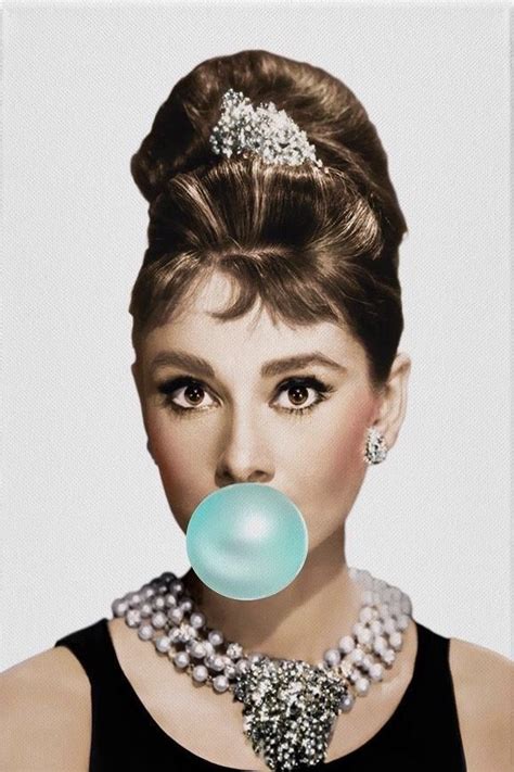 Audrey Hepburn Bubble Gum Chewing Gum Canvas Print Home Decor Iconic