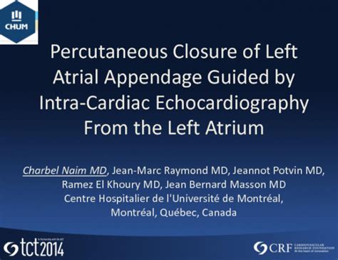 Tct 173 Percutaneous Closure Of Left Atrial Appendage Guided By