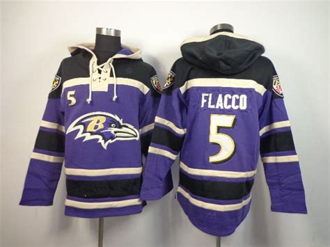 Baltimore Ravens No.5 Joe Flacco Purple Sawyer Hooded Sweatshirt Men's ...