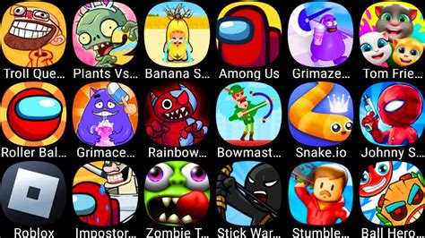 Plants Vs Zombies 2 Stumble Guys Roblox Bowmasters Grimace Monster DOP