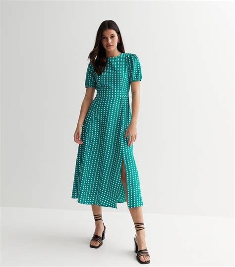 Cutie London Teal Polka Dot Split Midi Dress Shopstyle