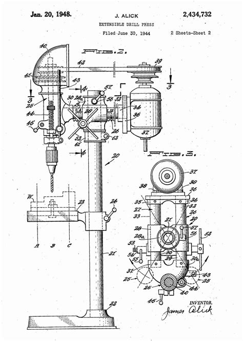 Drill Press | Patent drawing, Patent prints, Technical drawing