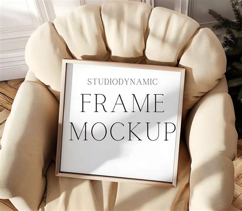 Square Frame Mockup Frame On Chair Natural Light Frame Mockup 12x12