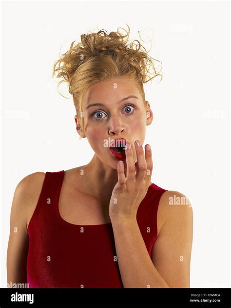 Woman Facial Play Is Surprised Half Portrait Women Astonished