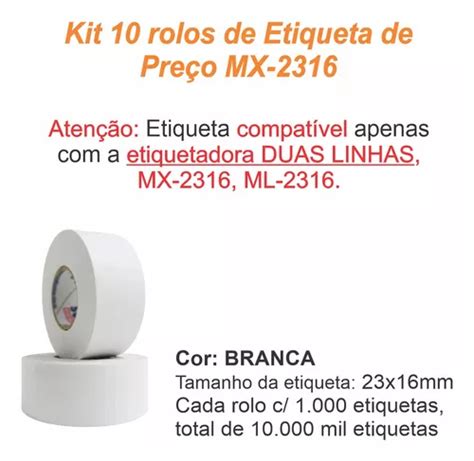 Etiqueta Para Etiquetadora Fixxar Mx2316 Pacote C 10 Rolos R 37 Em