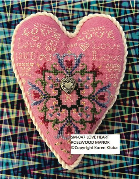 Love Heart Rosewood Manor Cross Stitch Pattern Charm Etsy