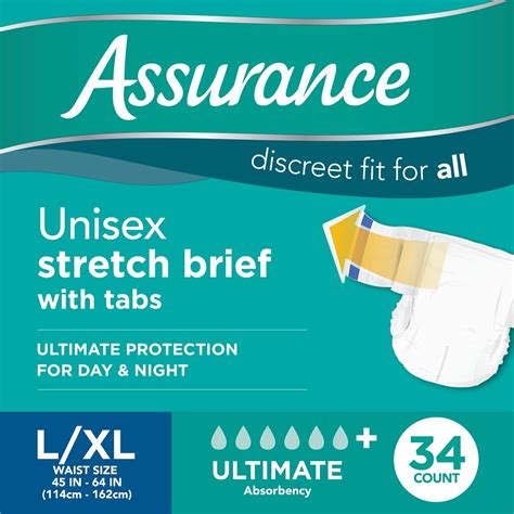 Assurance Large XLarge Unisex Stretch Briefs With Tabs 34 Ct Walmart