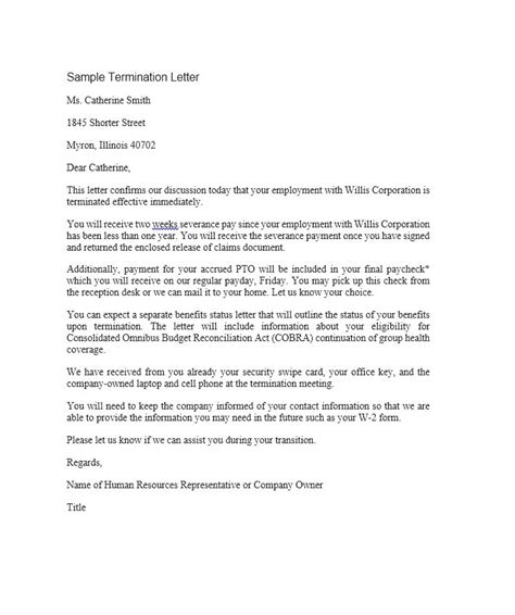 How To Write A Termination Letter To Employee Termination Letter