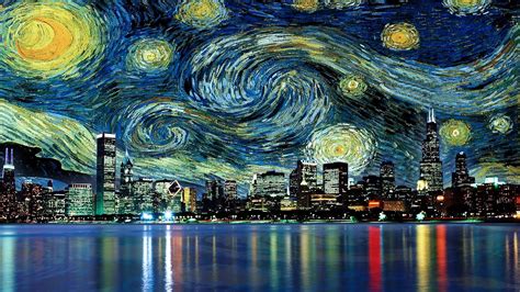 cityscape, Skyscraper, Reflection, Painting, Vincent Van Gogh, Movies ...