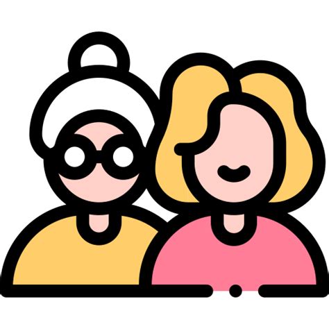 Mother And Daughter Detailed Rounded Lineal Color Icon