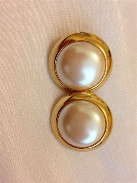 Vintage Monet Gold Tone Faux Pearl Clip On Earrings Very Good Etsy UK