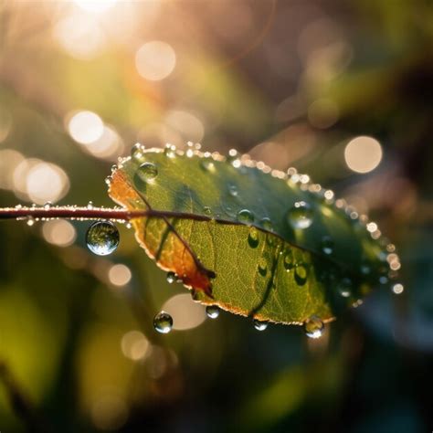 Premium Photo Beautiful Water Drops Sparkle In Sun On Leaf