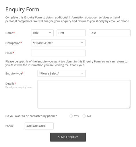 Free Business Enquiry Form Template 123FormBuilder