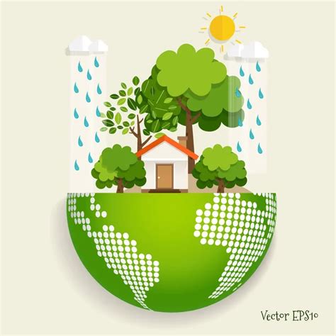 Green Eco City Living Concept Green Eco Earth Trees Vector Stock Vector