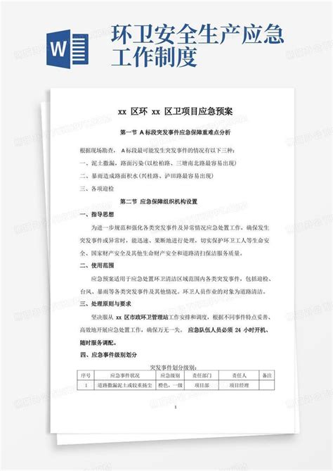 环卫作业应急预案word模板下载编号qopmnenp熊猫办公