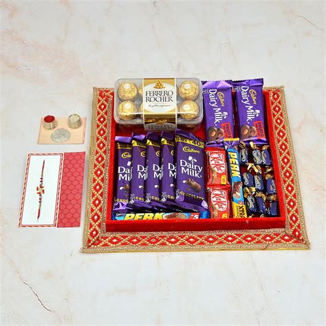 Rakhi Chocolate Thali Dairy Milk With Ferrero Rocher In A Thali With