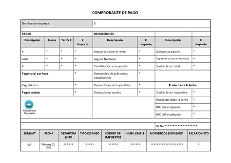 Comprobante De Pago Templates At Allbusinesstemplates