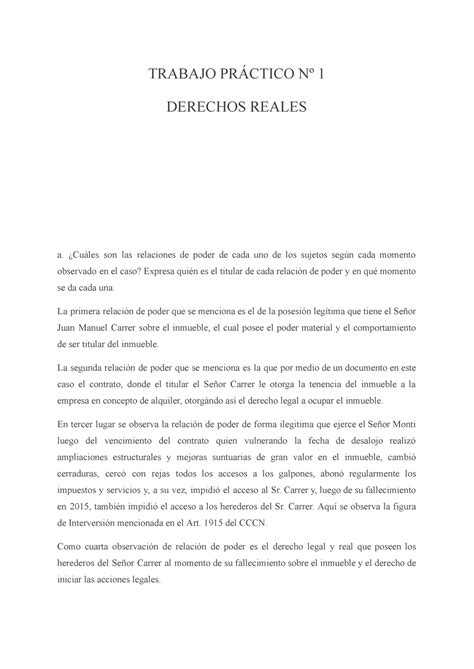 Tp Derechos Reales Aprobado Trabajo Pr Ctico N Derechos