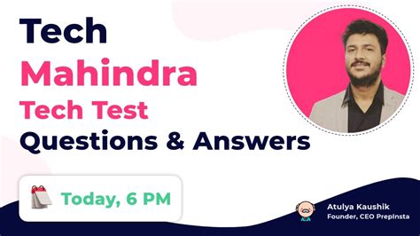 Tech Mahindra Tech Test Questions And Answers Youtube