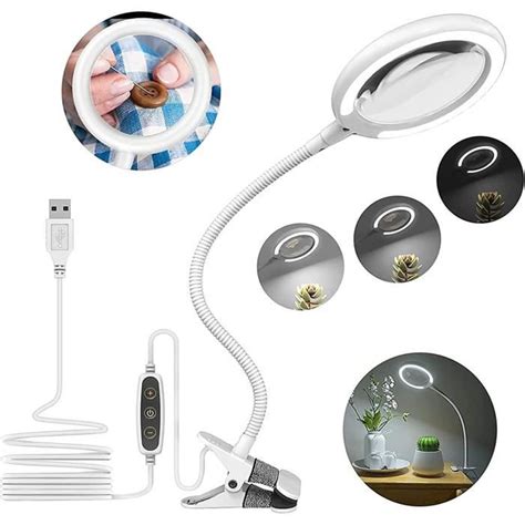 Lampe loupe 3X avec Pince USB Lampe loupe à Pince à lère du Jour avec