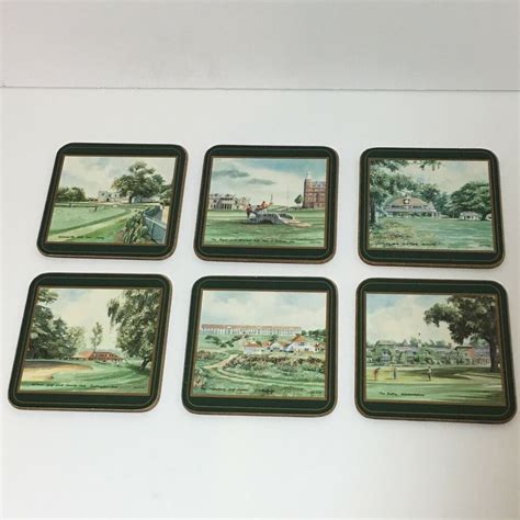 Vintage Pimpernel Golf Clubs Courses Cork Coasters Set Of Made In