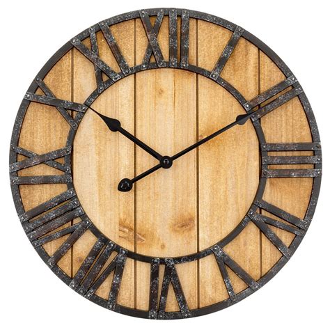 Westclox 16 Natural Wood Grain With Raised Roman Numerals And Iron