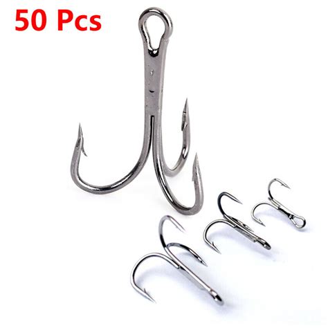 50 Pcs 2 4 6 8 10 Accessories Outdoor Fishing Fishing Treble Hooks