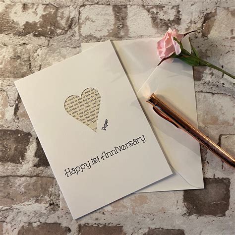 1st Anniversary Card First Wedding Anniversary Card Paper Etsy Uk