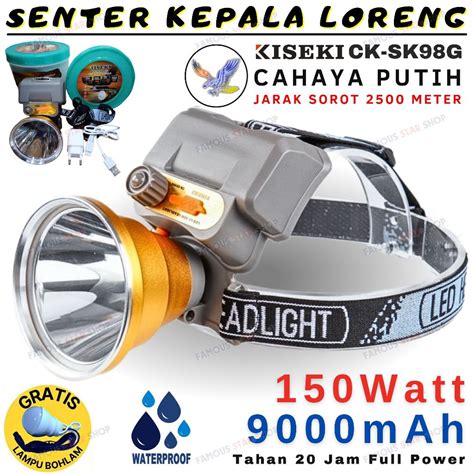 Jual Senter Kepala Tombol Putar Kiseki Original Ck Sk G Led Watt