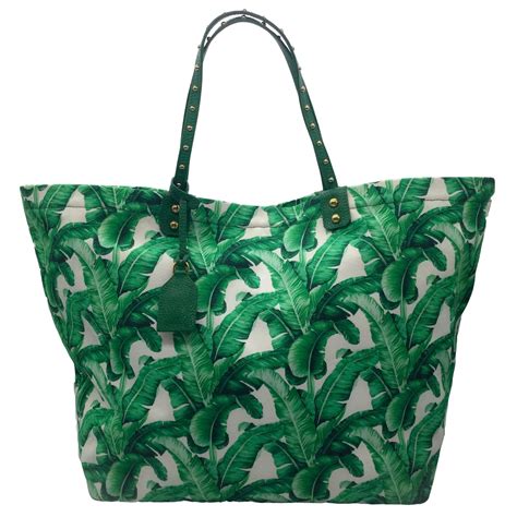 Dolce Gabbana Shopping Beatrice Sac Cabas En Toile Verte Imprim