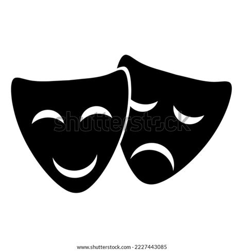 Theater Mask Vector Silhouette On White Stock Vector (Royalty Free ...