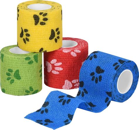 Seadesky 4 Rolls Pet Vet Wrap Self Adhesive Cohesive Bandage 5cm X 45m