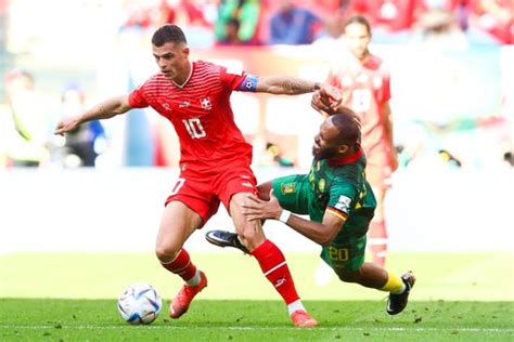 Granit Xhaka Sui Bryan Mbeumo Cmr Editorial Stock Photo Stock Image