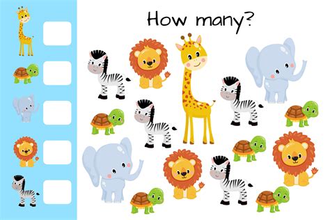 counting game count zoo animals  write result kids educational
